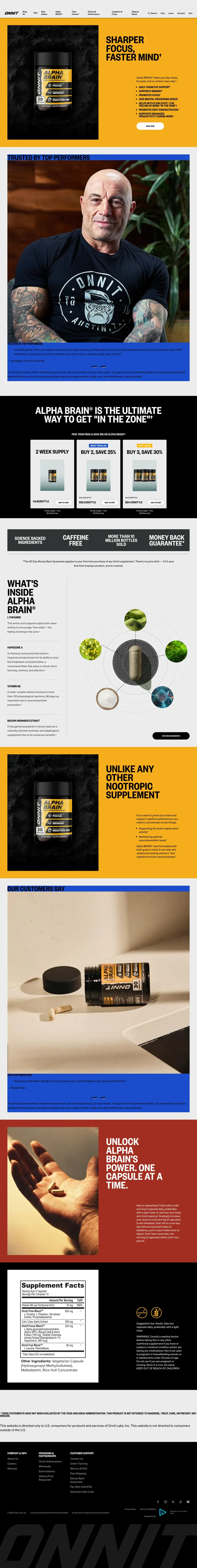 Top of Onnit's landing page