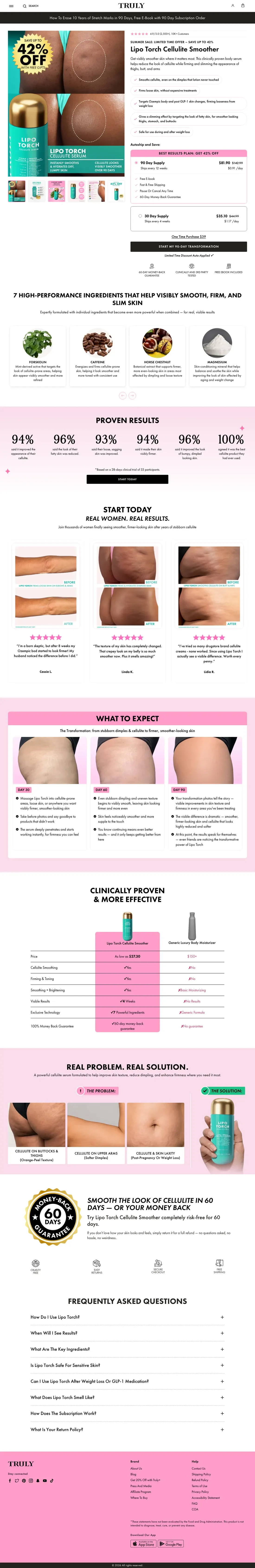 Top of Truly Beauty's landing page